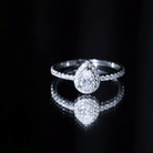 Certified Lab Grown Diamond Teardrop Halo Engagement Ring Lab - ( EF-VS ) - Rosec Jewels