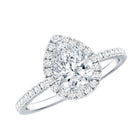 Certified Lab Grown Diamond Teardrop Halo Engagement Ring Lab - ( EF-VS ) - Rosec Jewels