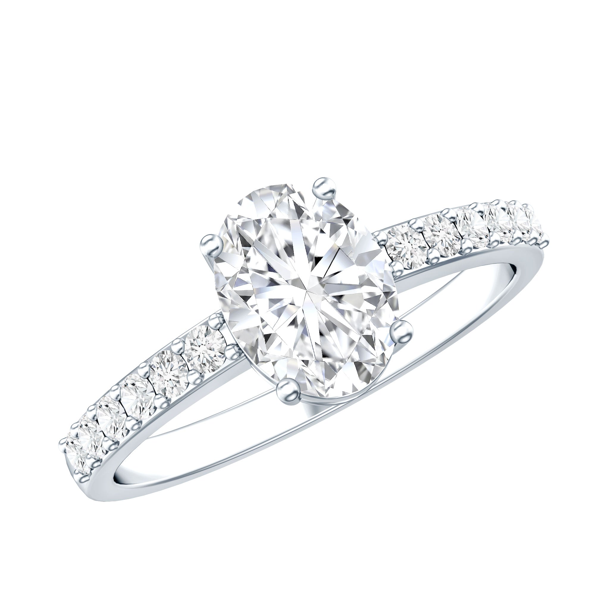 Certified 6X8 MM Lab Grown Diamond Oval Engagement Ring Lab - ( EF-VS ) - Rosec Jewels