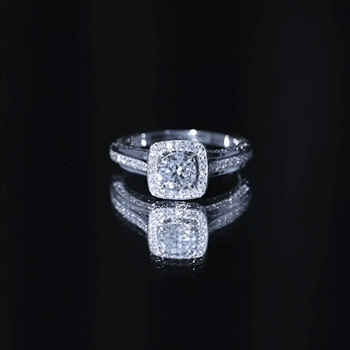 Certified 6 MM Lab Grown Diamond Halo Engagement Ring Lab - ( EF-VS ) - Rosec Jewels