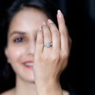 Certified 6 MM Lab Grown Diamond Halo Engagement Ring Lab - ( EF-VS ) - Rosec Jewels