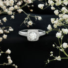 Certified 6 MM Lab Grown Diamond Halo Engagement Ring Lab - ( EF-VS ) - Rosec Jewels