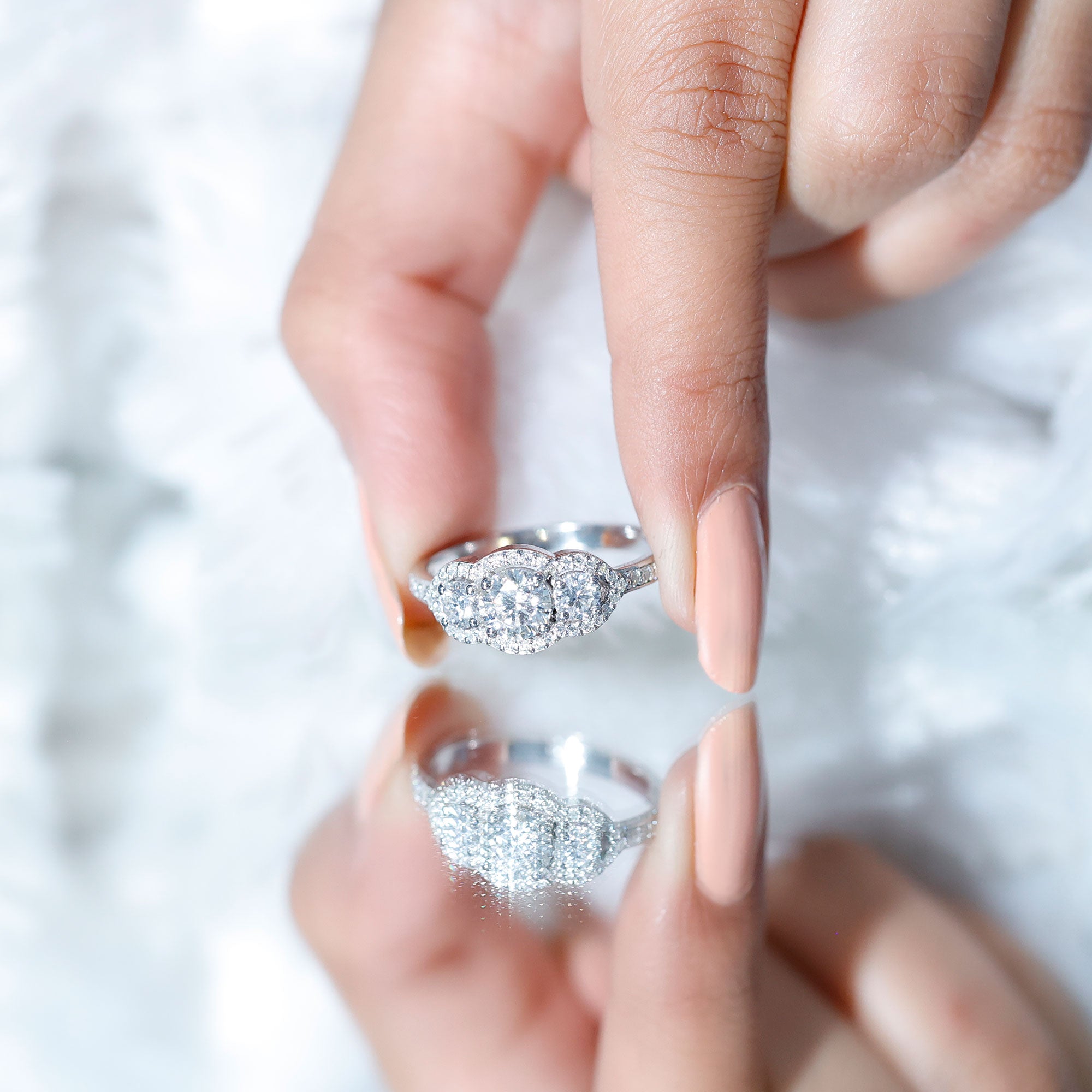 Certified Lab Grown Diamond 3 Stone Engagement Ring Lab - ( EF-VS ) - Rosec Jewels