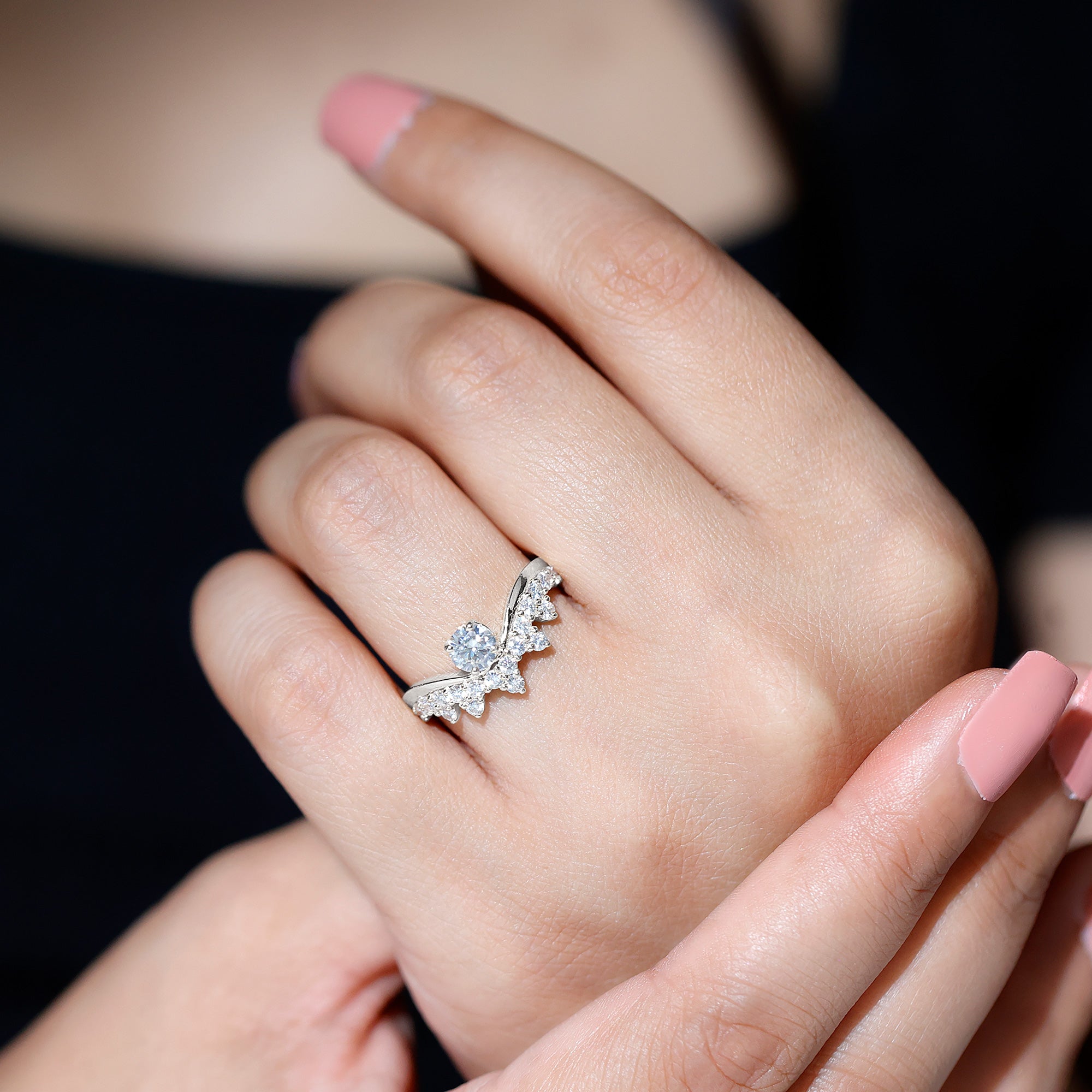 Certified Lab Grown Diamond Designer Engagement Ring Lab - ( EF-VS ) - Rosec Jewels