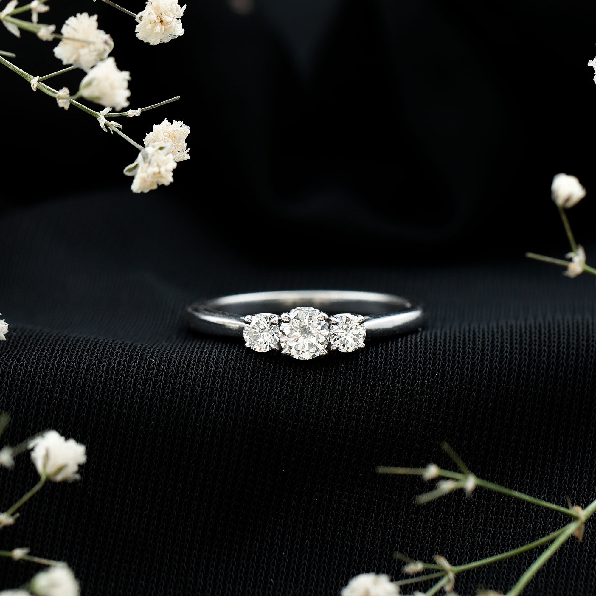 Rosec Jewels-Lab Grown Diamond Minimal 3 Stone Engagement Ring