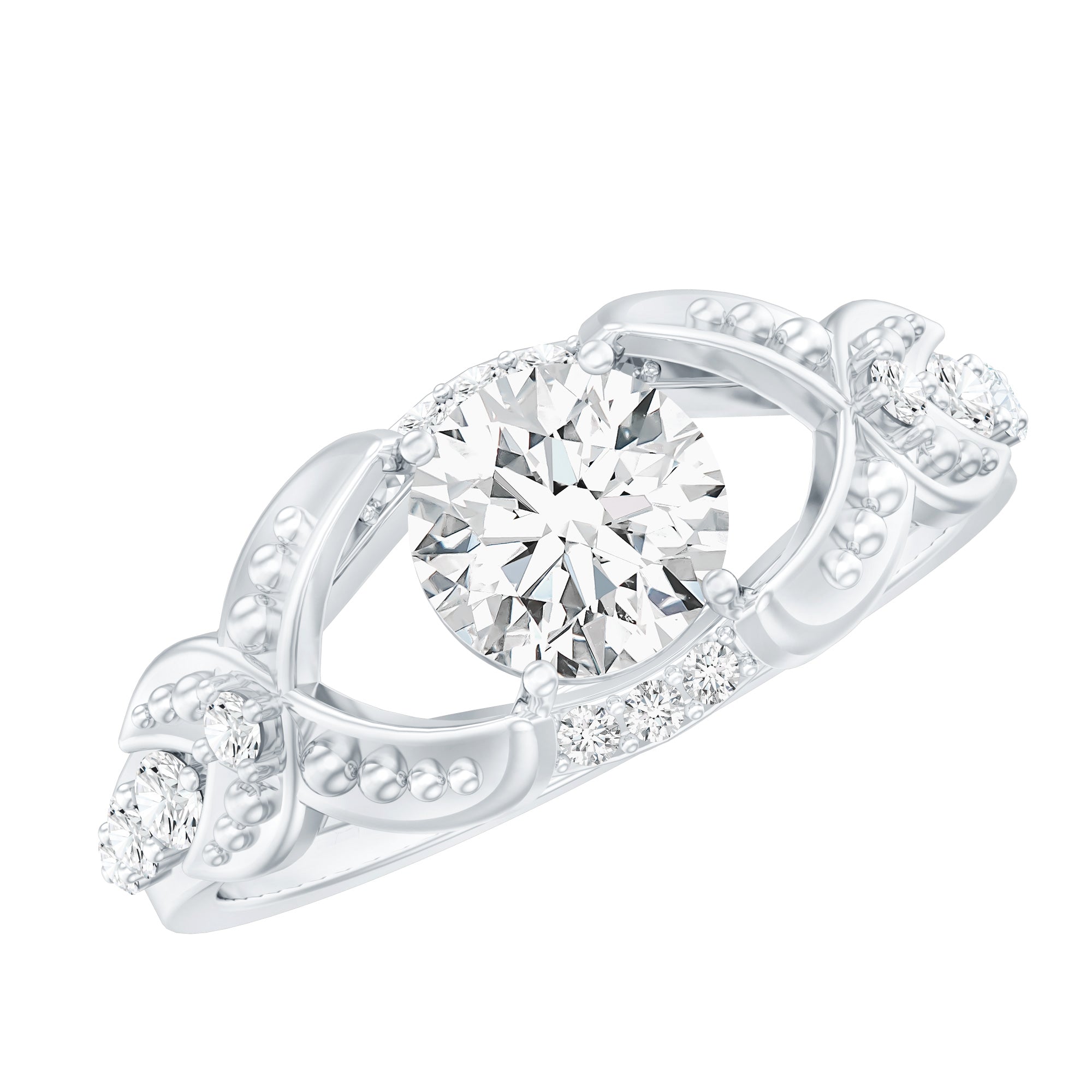 Certified 6 MM Lab Grown Diamond Vintage Inspired Engagement Ring Lab - ( EF-VS ) - Rosec Jewels