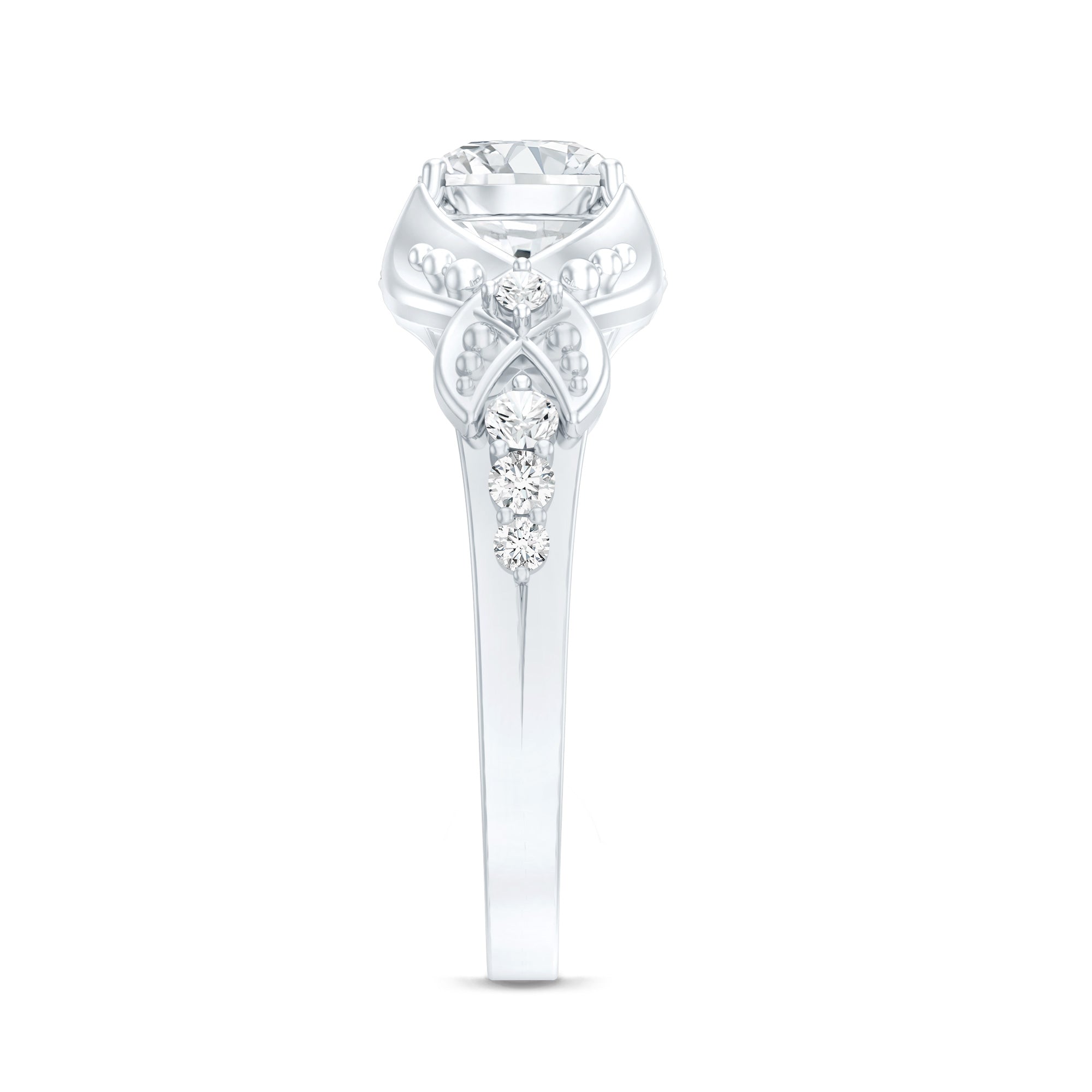 Certified 6 MM Lab Grown Diamond Vintage Inspired Engagement Ring Lab - ( EF-VS ) - Rosec Jewels