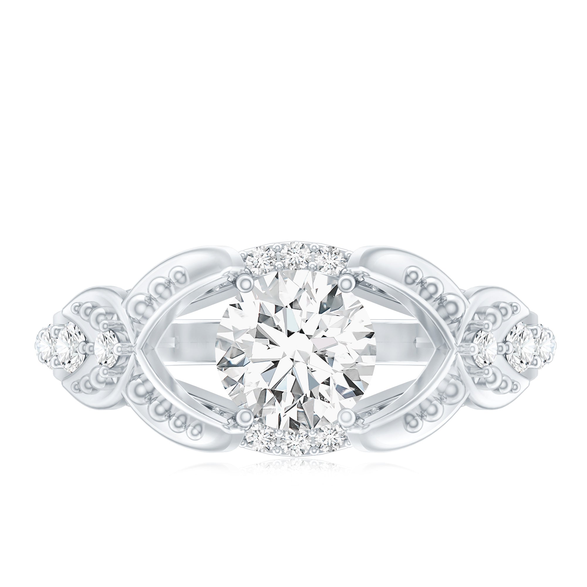 Certified 6 MM Lab Grown Diamond Vintage Inspired Engagement Ring Lab - ( EF-VS ) - Rosec Jewels