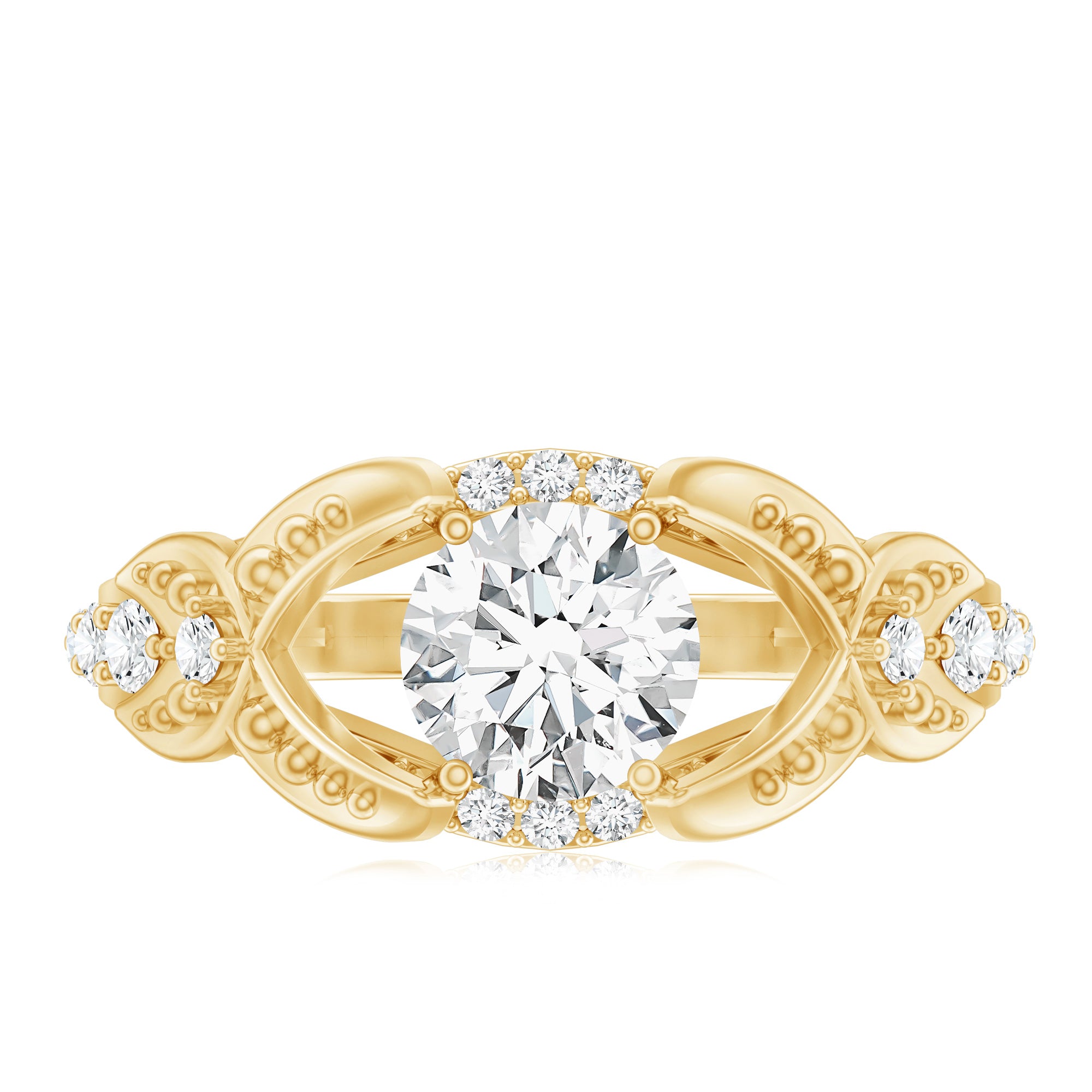 Certified 6 MM Lab Grown Diamond Vintage Inspired Engagement Ring Lab - ( EF-VS ) - Rosec Jewels