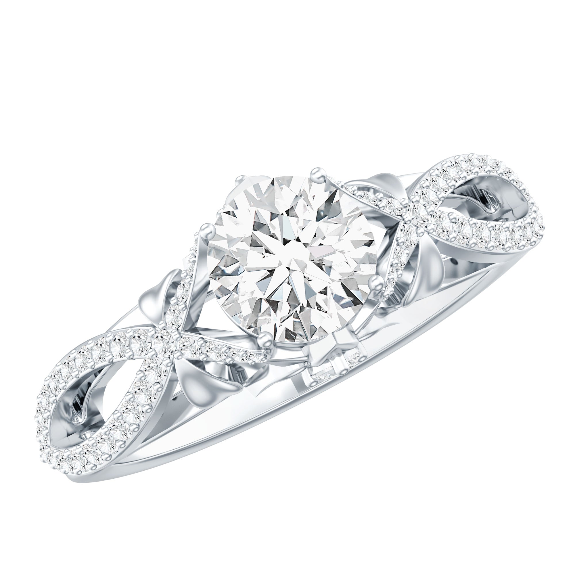 Certified 6 MM Lab Grown Diamond Crossover Engagement Ring Lab - ( EF-VS ) - Rosec Jewels