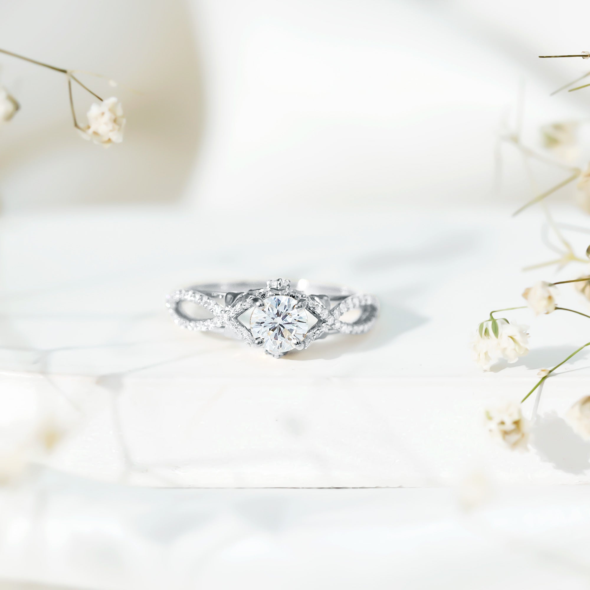 Certified 6 MM Lab Grown Diamond Crossover Engagement Ring Lab - ( EF-VS ) - Rosec Jewels