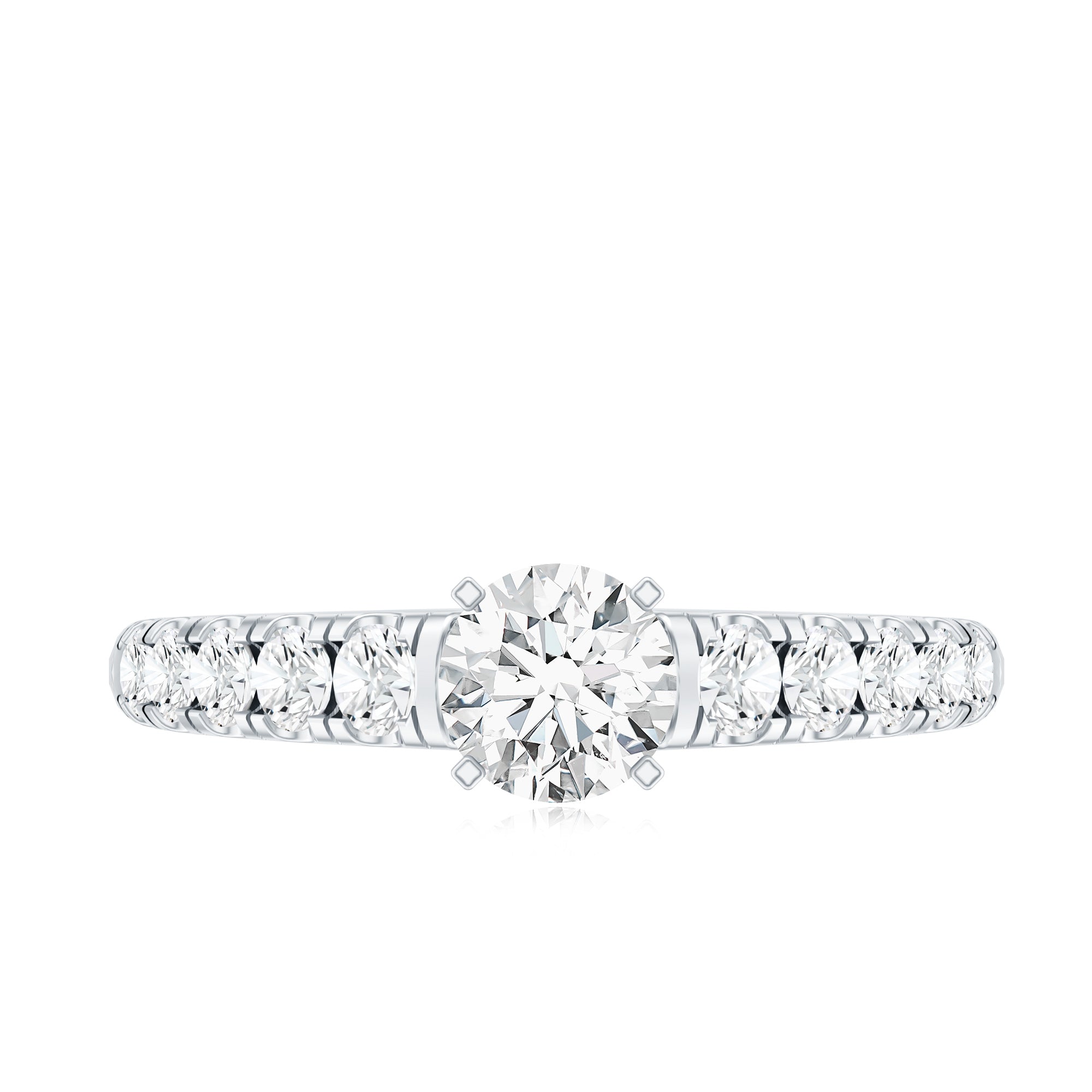 Rosec Jewels-Lab Grown Diamond Classic Engagement Ring With Side Stones
