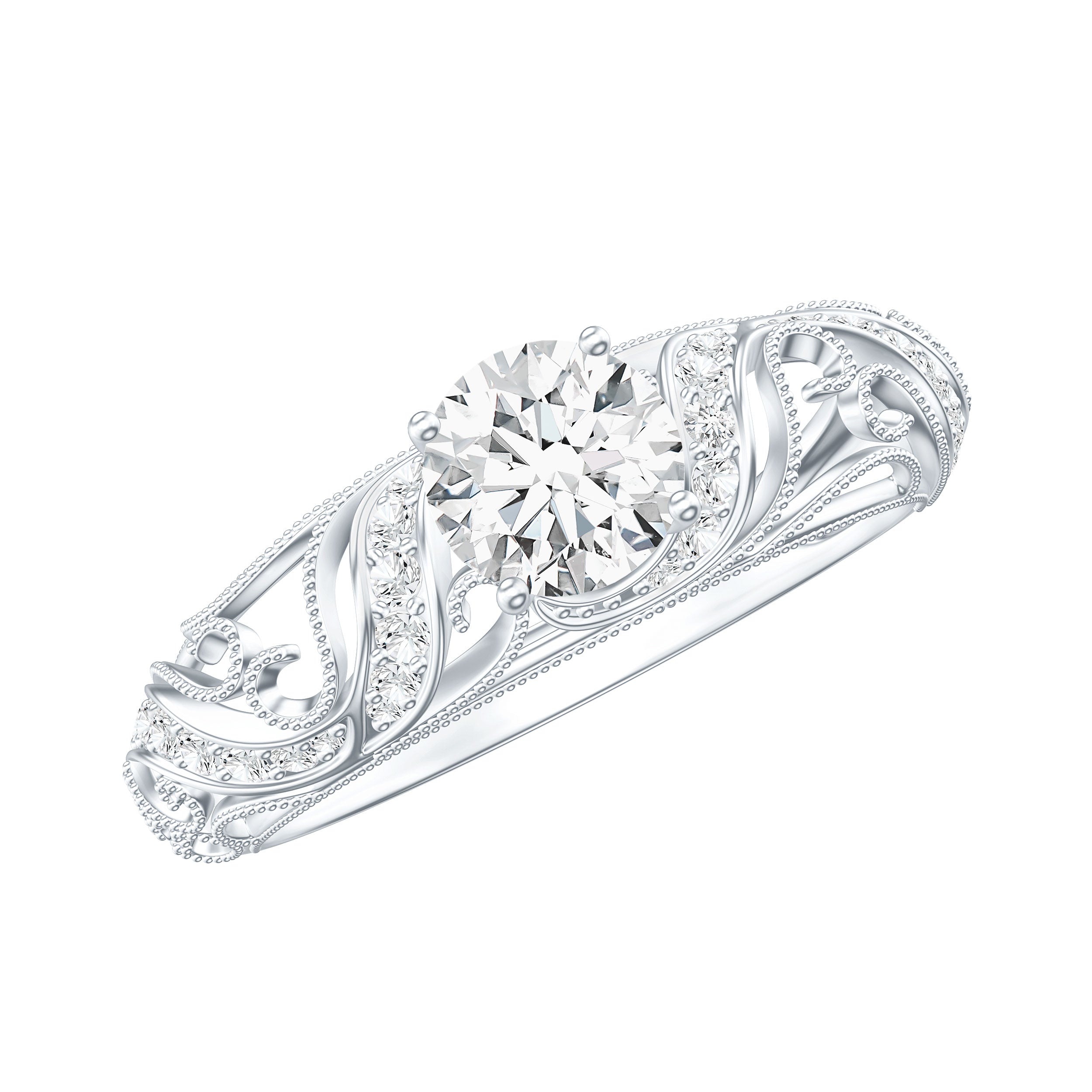 Certified 6 MM Lab Grown Diamond Designer Engagement Ring Lab - ( EF-VS ) - Rosec Jewels