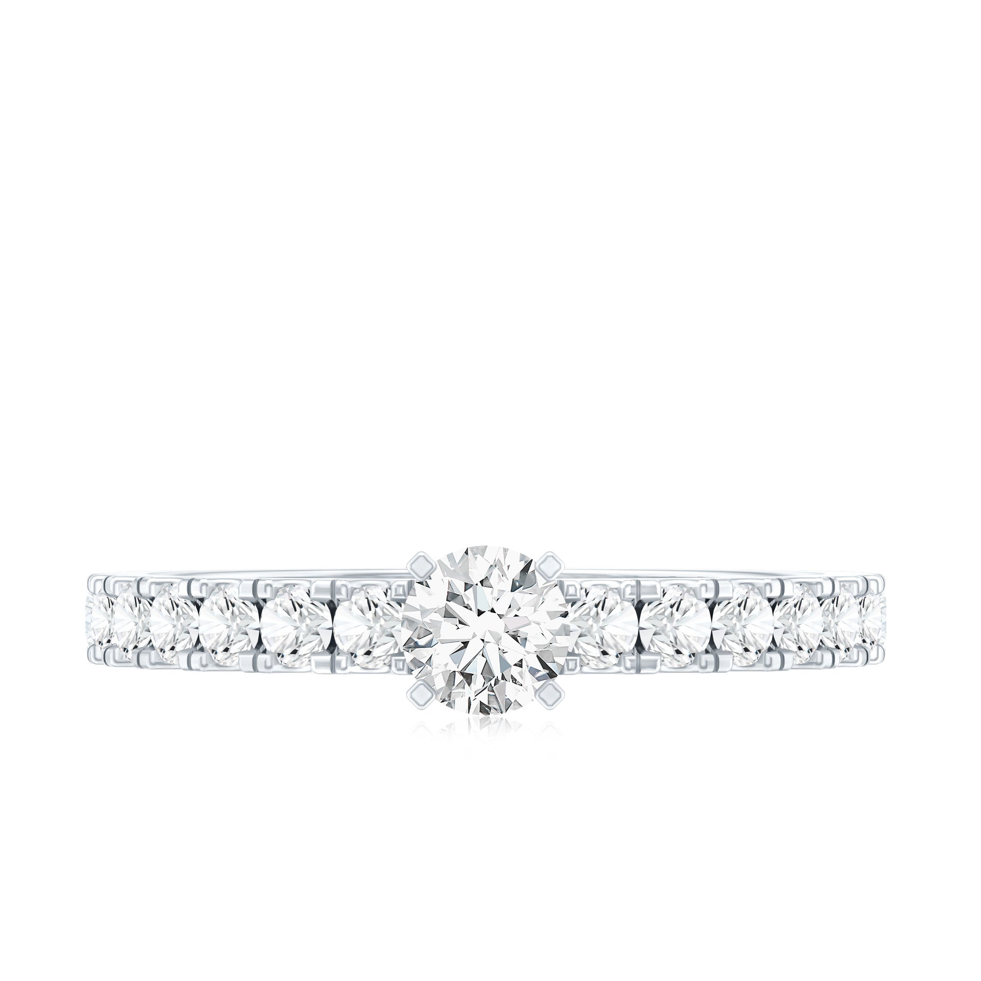 Certified Lab Grown Diamond Engagement Ring with Side Stones Lab - ( EF-VS ) - Rosec Jewels