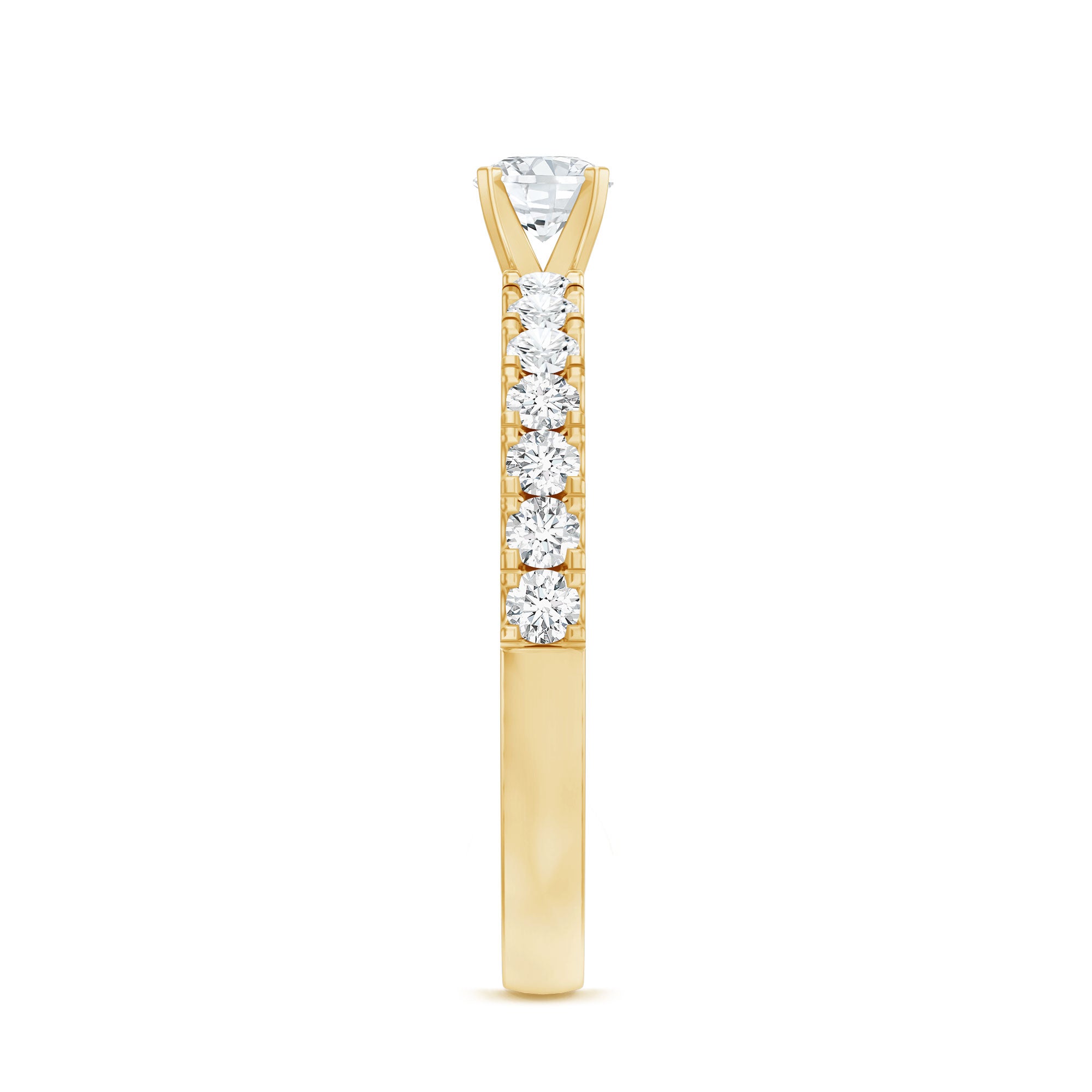 Certified Lab Grown Diamond Engagement Ring with Side Stones Lab - ( EF-VS ) - Rosec Jewels