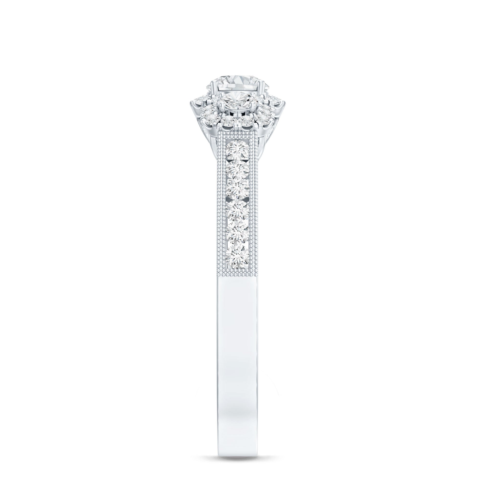 Certified Lab Grown Diamond Three Stone Engagement Ring Lab - ( EF-VS ) - Rosec Jewels