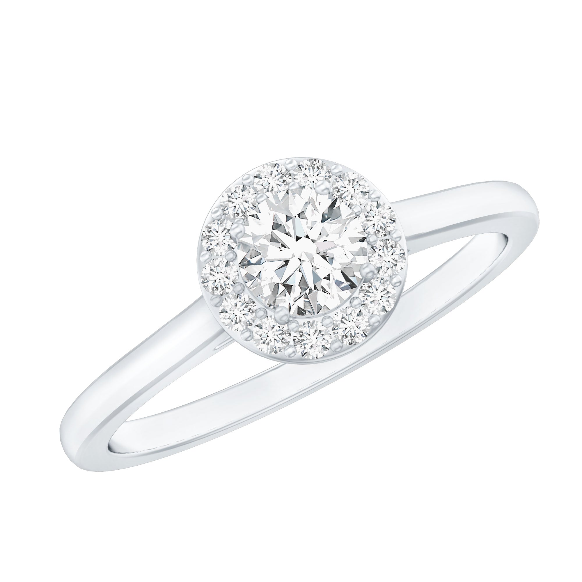 Certified Lab Grown Diamond Halo Promise Engagement Ring Lab - ( EF-VS ) - Rosec Jewels