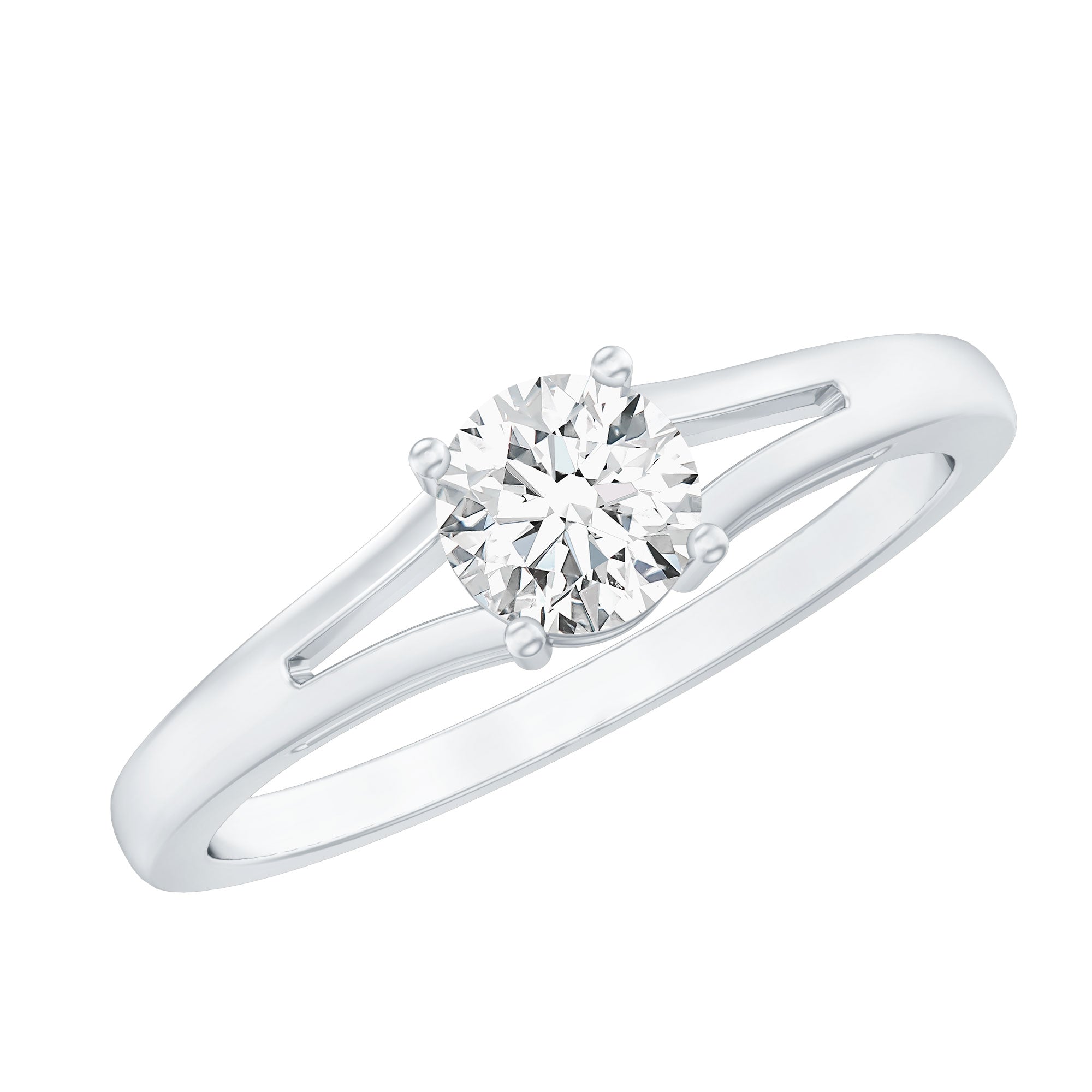 Rosec Jewels-Lab Grown Diamond 5 MM Solitaire Promise Ring With Split Shank
