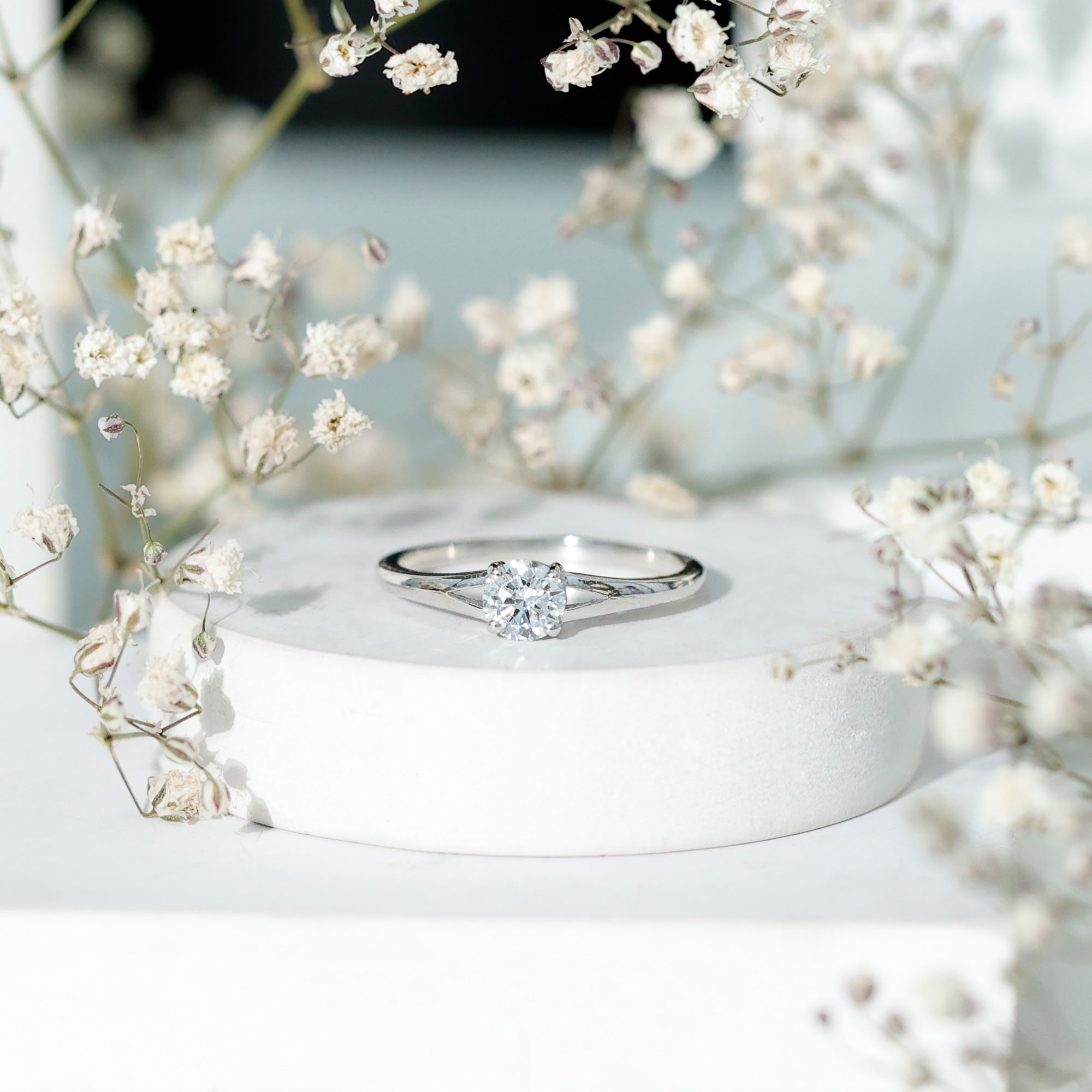Rosec Jewels-Lab Grown Diamond 5 MM Solitaire Promise Ring With Split Shank