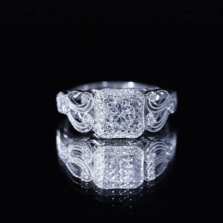 Certified Lab Grown Diamond Art Deco Engagement Ring For Women Lab - ( EF-VS ) - Rosec Jewels