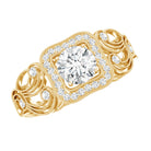 Certified Lab Grown Diamond Art Deco Engagement Ring For Women Lab - ( EF-VS ) - Rosec Jewels
