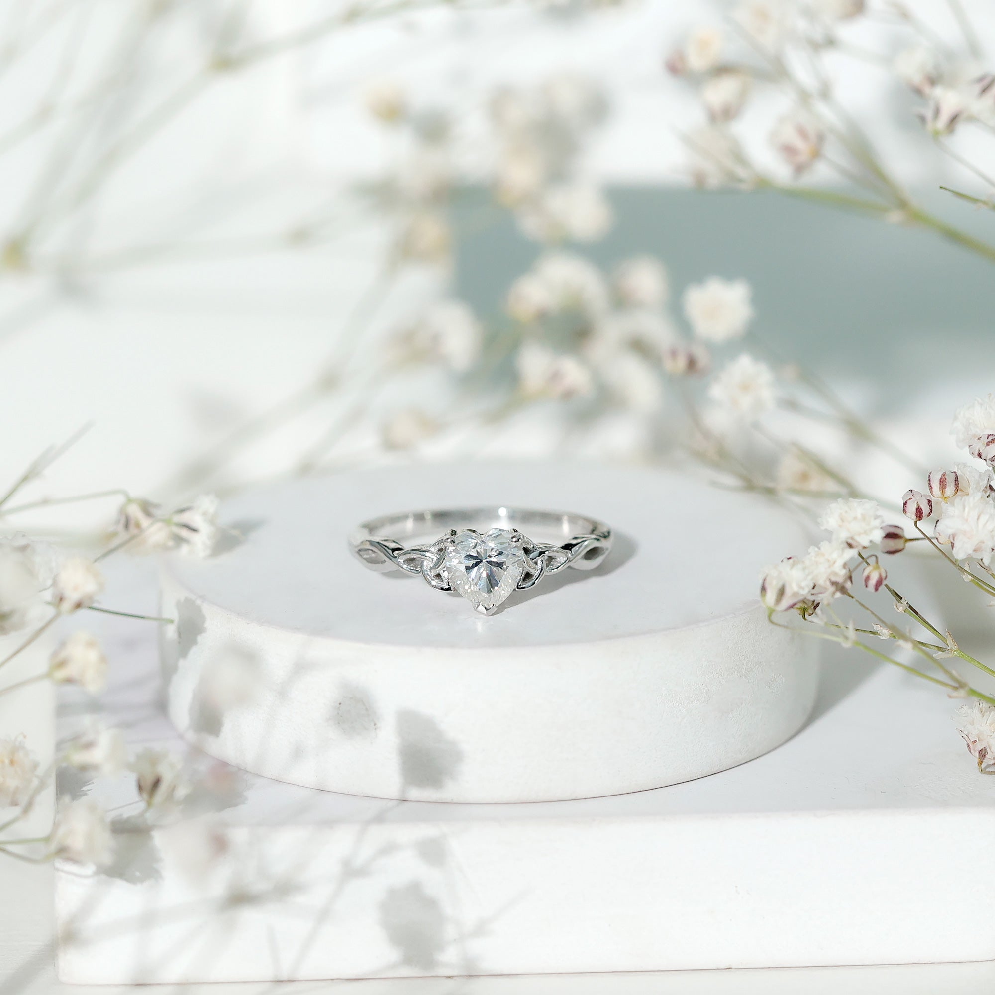 Certified Lab Grown Diamond 5 MM Heart Promise Ring Lab - ( EF-VS ) - Rosec Jewels