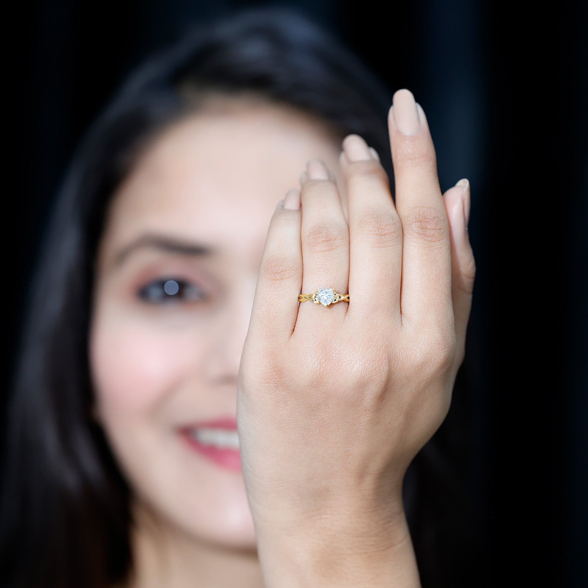 Certified Lab Grown Diamond 5 MM Heart Promise Ring Lab - ( EF-VS ) - Rosec Jewels