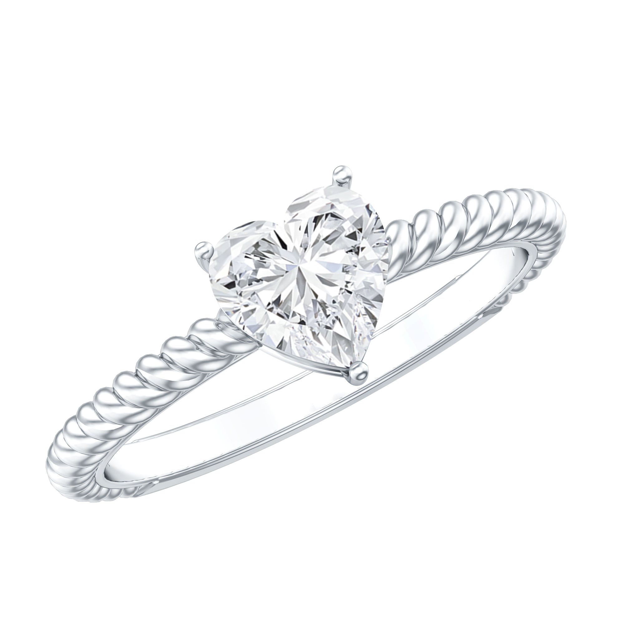 Certified 5 MM Heart Lab Grown Diamond Solitaire Promise Ring Lab - ( EF-VS ) - Rosec Jewels