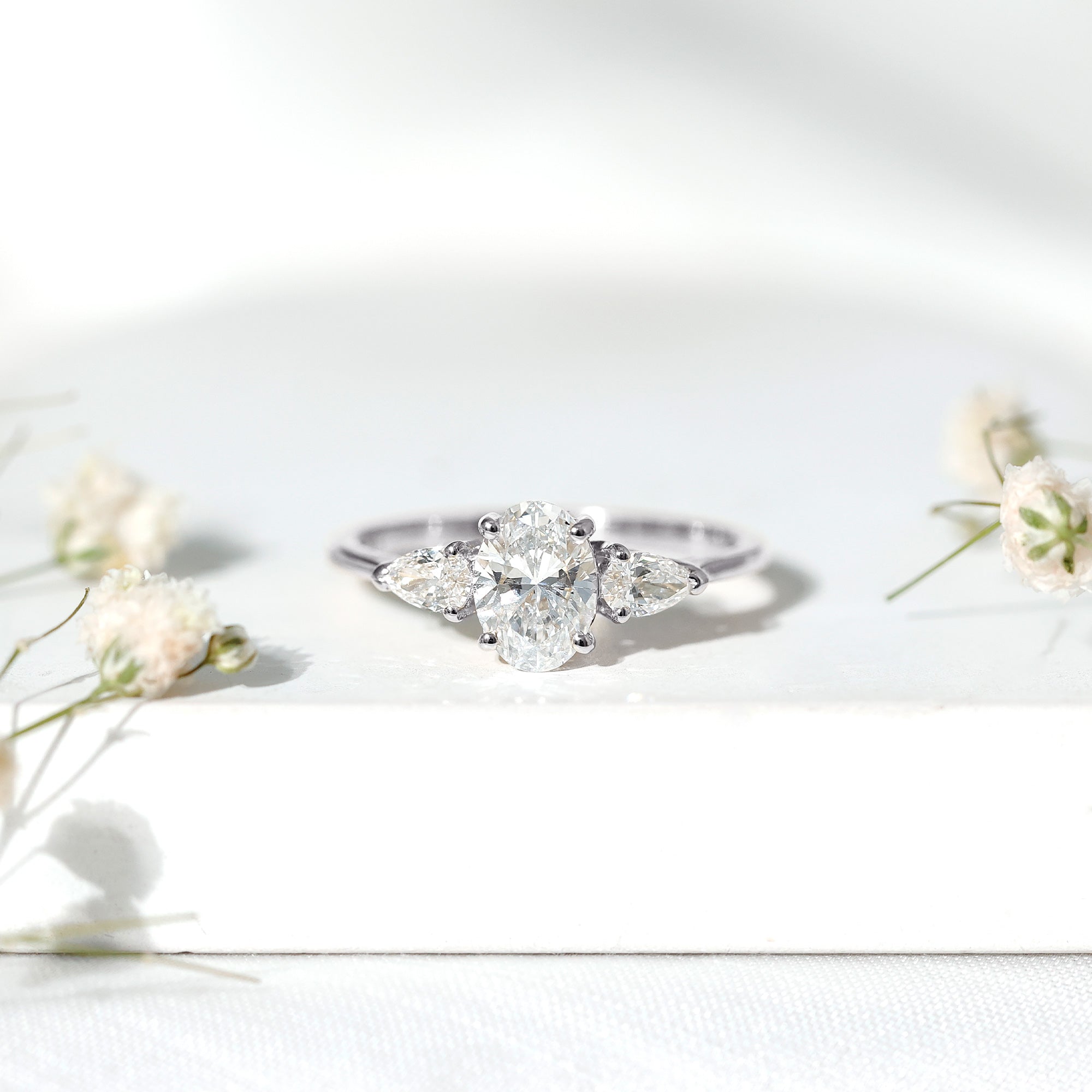 Rosec Jewels-Lab Grown Diamond Past Present Future Engagement Ring For Women