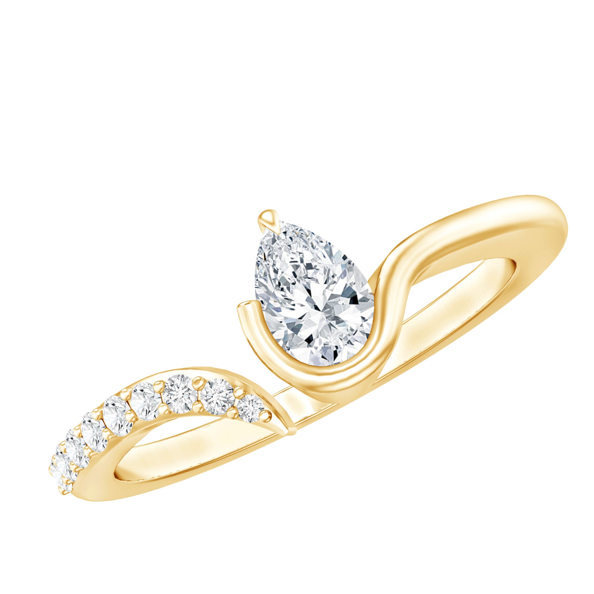 Certified Lab Grown Diamond Designer Promise Ring Lab - ( EF-VS ) - Rosec Jewels