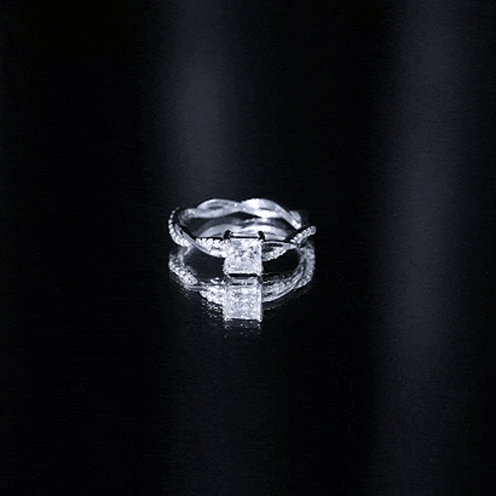 Certified Lab Grown Diamond 6MM Princess Cut Engagement Ring Lab - ( EF-VS ) - Rosec Jewels