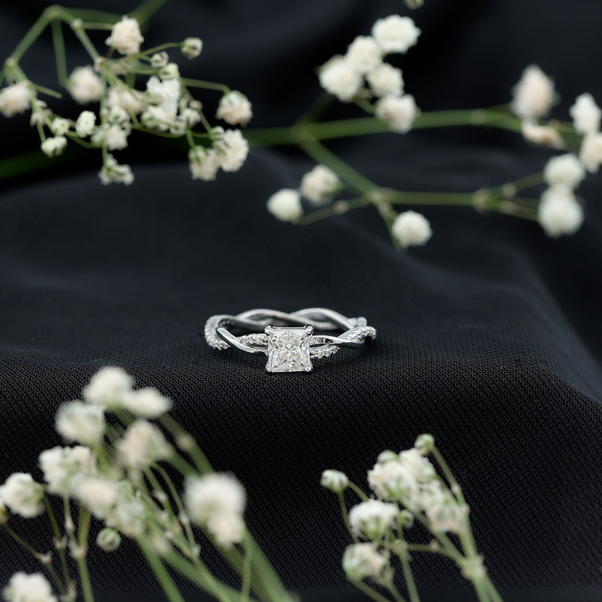 Certified Lab Grown Diamond 6MM Princess Cut Engagement Ring Lab - ( EF-VS ) - Rosec Jewels