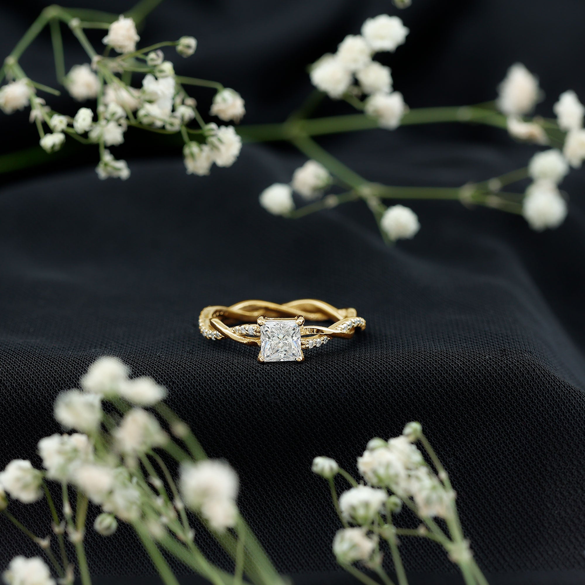 Certified Lab Grown Diamond 6MM Princess Cut Engagement Ring Lab - ( EF-VS ) - Rosec Jewels