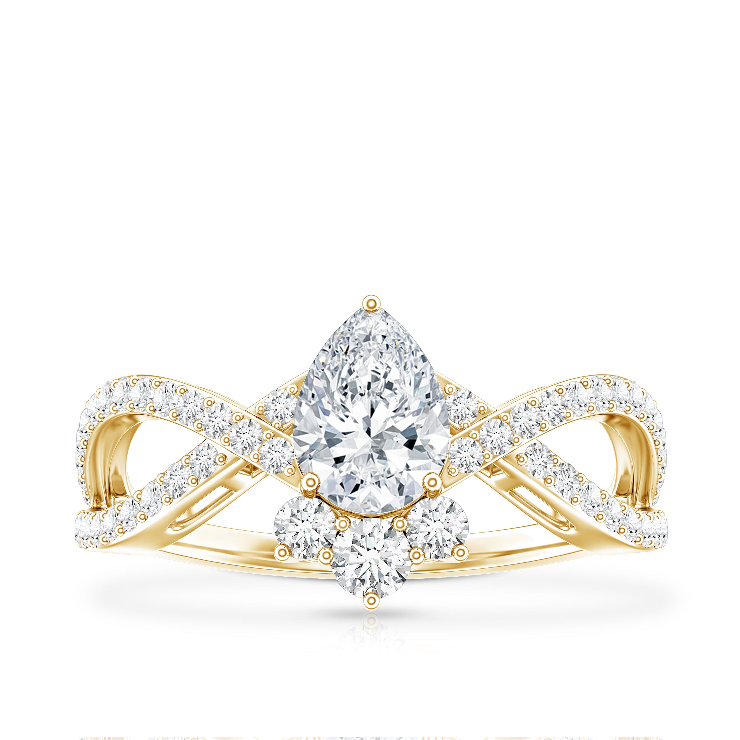Lab Grown Diamond Teardrop Designer Engagement Ring Lab - ( EF-VS ) - Rosec Jewels