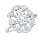 Certified Lab Grown Diamond Statement Engagement Ring Lab - ( EF-VS ) - Rosec Jewels