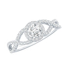 Certified Lab Grown Diamond Halo Criss Cross Engagement Ring Lab - ( EF-VS ) - Rosec Jewels