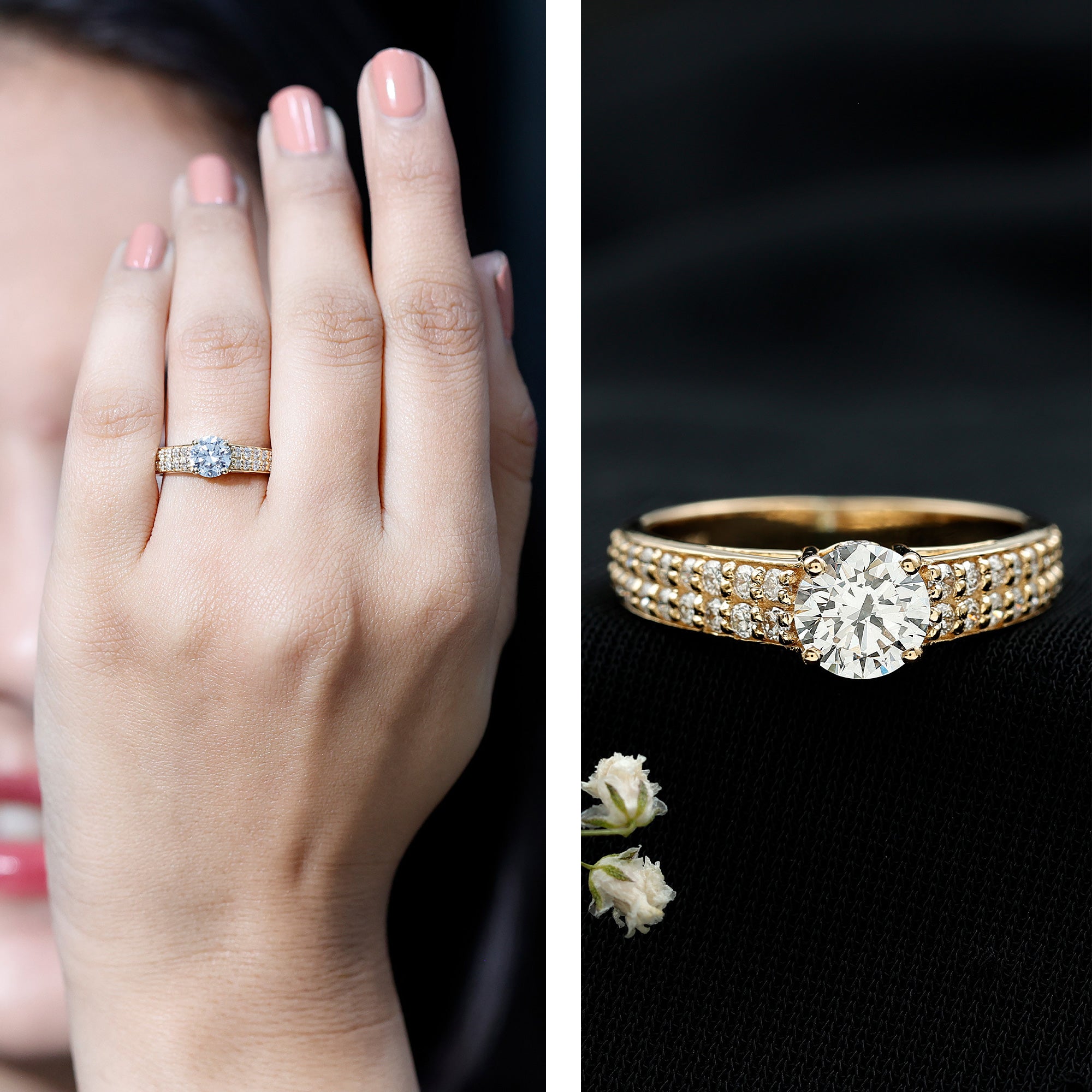 Rosec Jewels-Certified Lab Grown Diamond 1Ct Engagement Ring With Side Stones