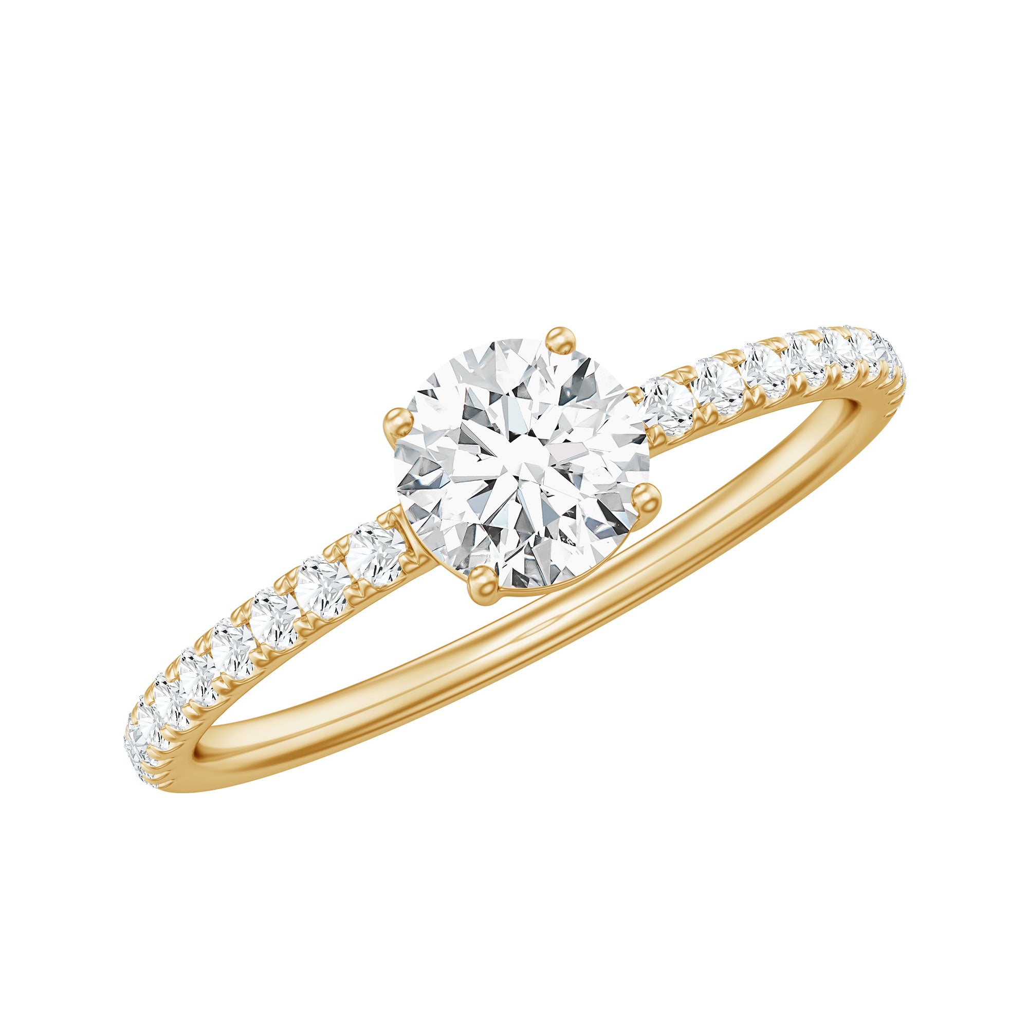 Certified 5 MM Lab Grown Diamond Engagement Ring With Side Stones Lab - ( EF-VS ) - Rosec Jewels