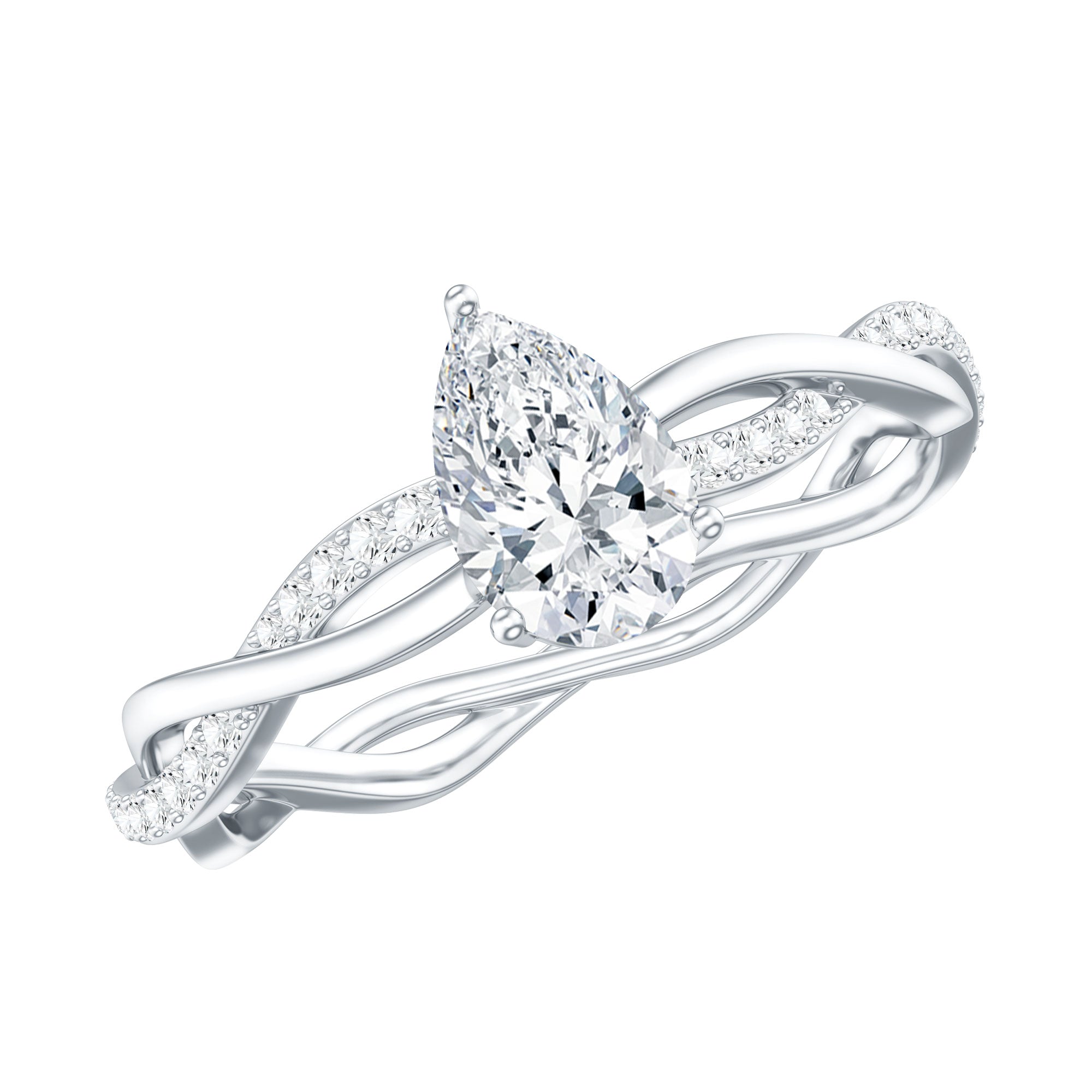 Lab Grown Diamond 5X7 MM Pear Shaped Engagement Ring Lab - ( EF-VS ) - Rosec Jewels