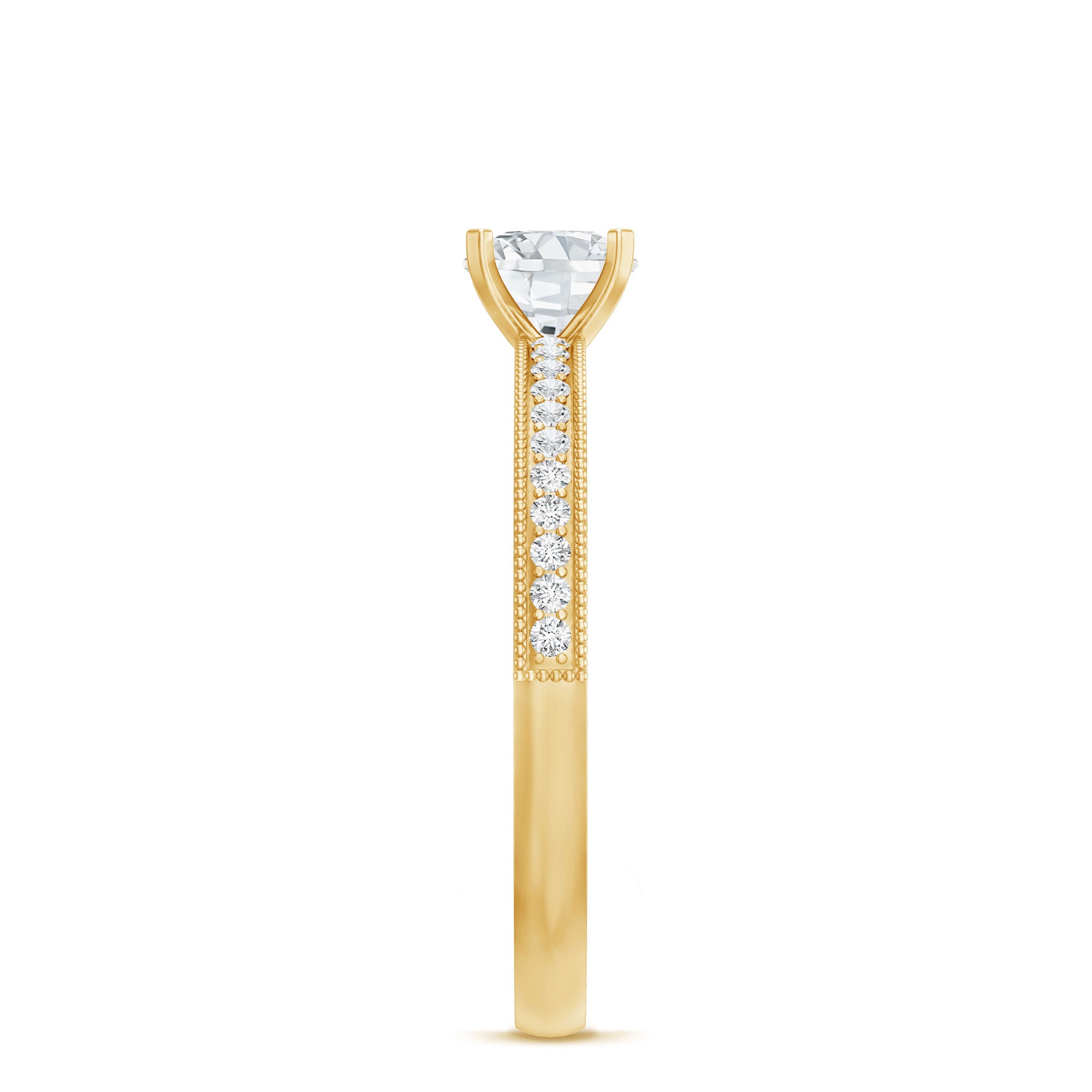 5MM Lab Grown Diamond Engagement Ring With Side Stones Lab - ( EF-VS ) - Rosec Jewels