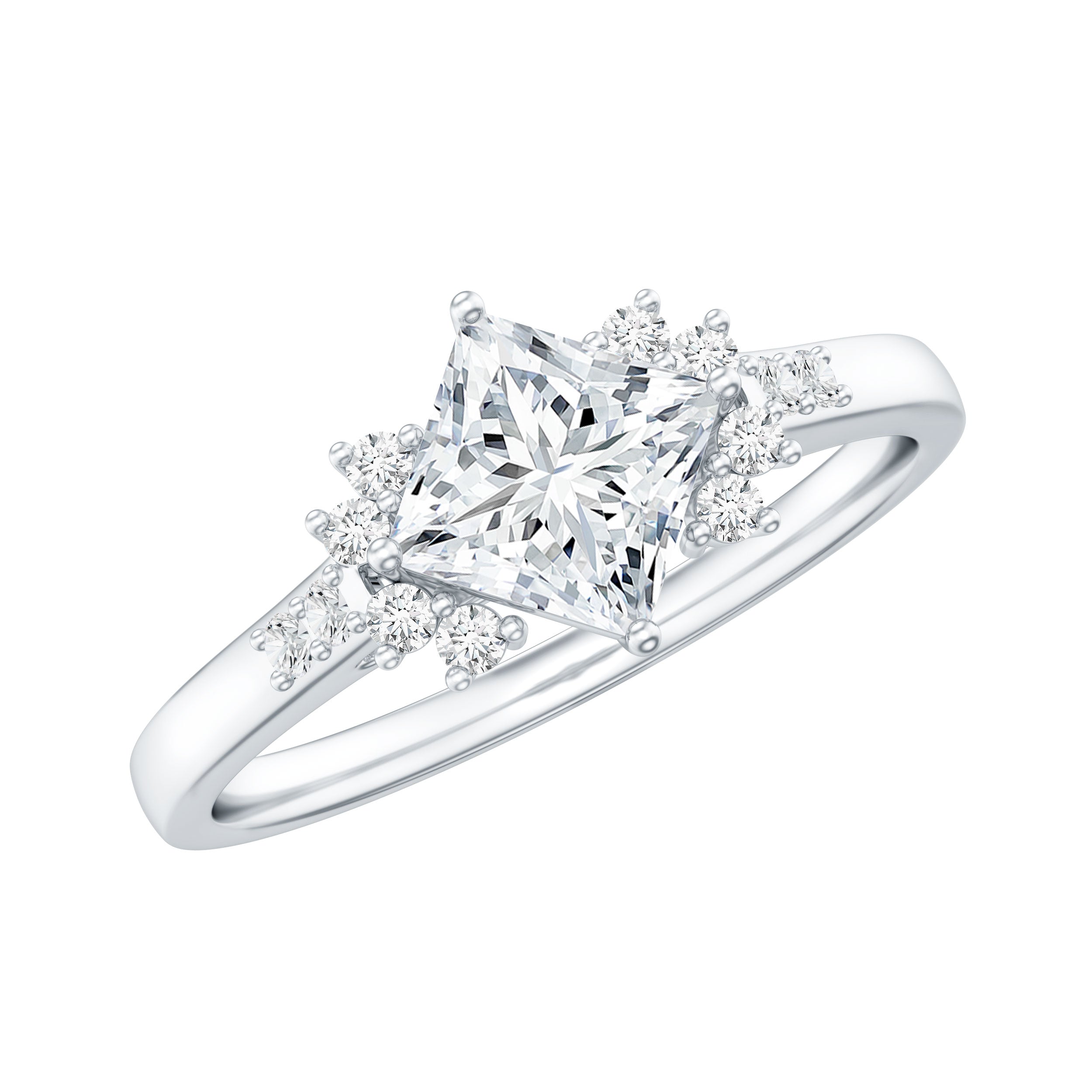 Certified 5 MM Lab Grown Diamond Princess Cut Engagement Ring Lab - ( EF-VS ) - Rosec Jewels