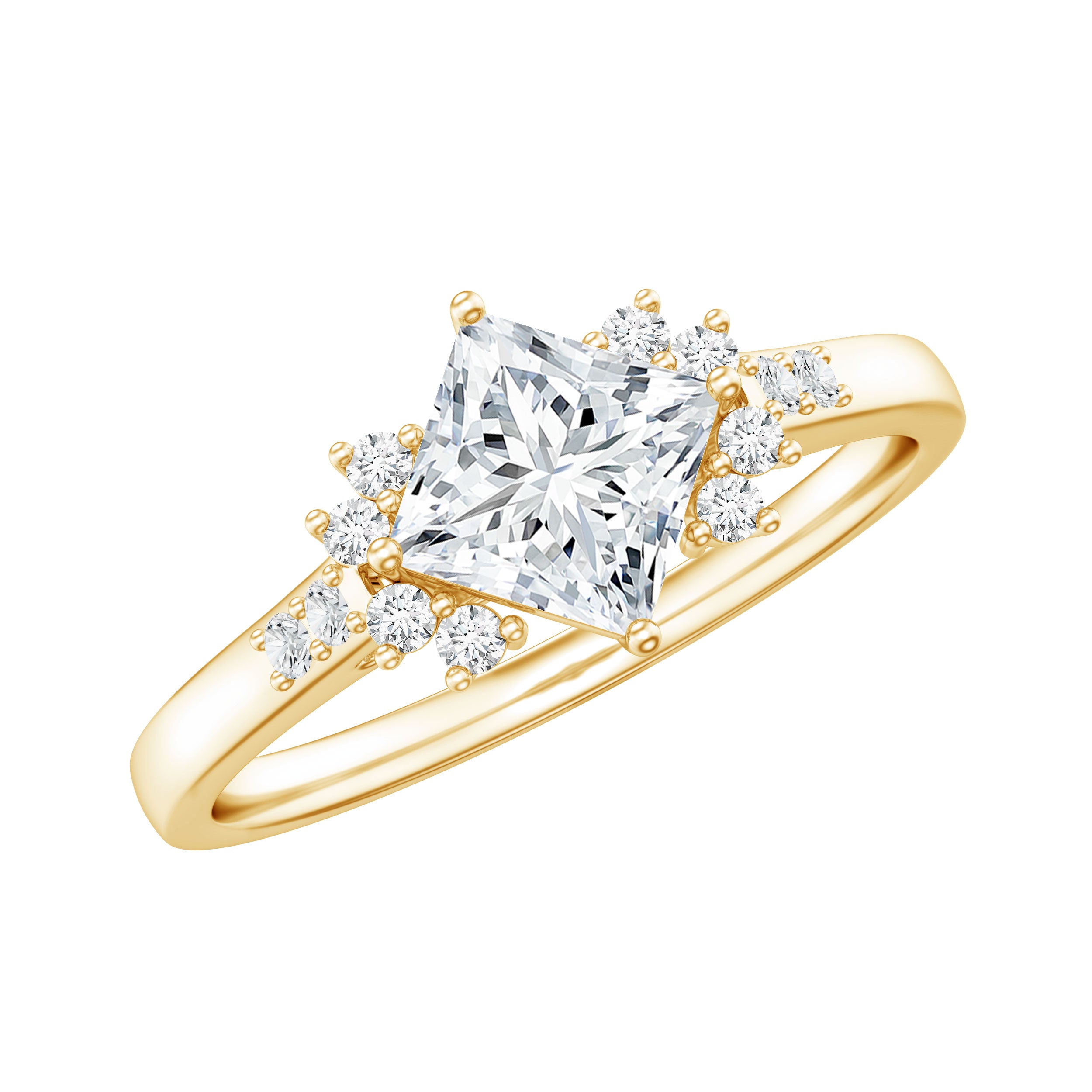 Certified 5 MM Lab Grown Diamond Princess Cut Engagement Ring Lab - ( EF-VS ) - Rosec Jewels