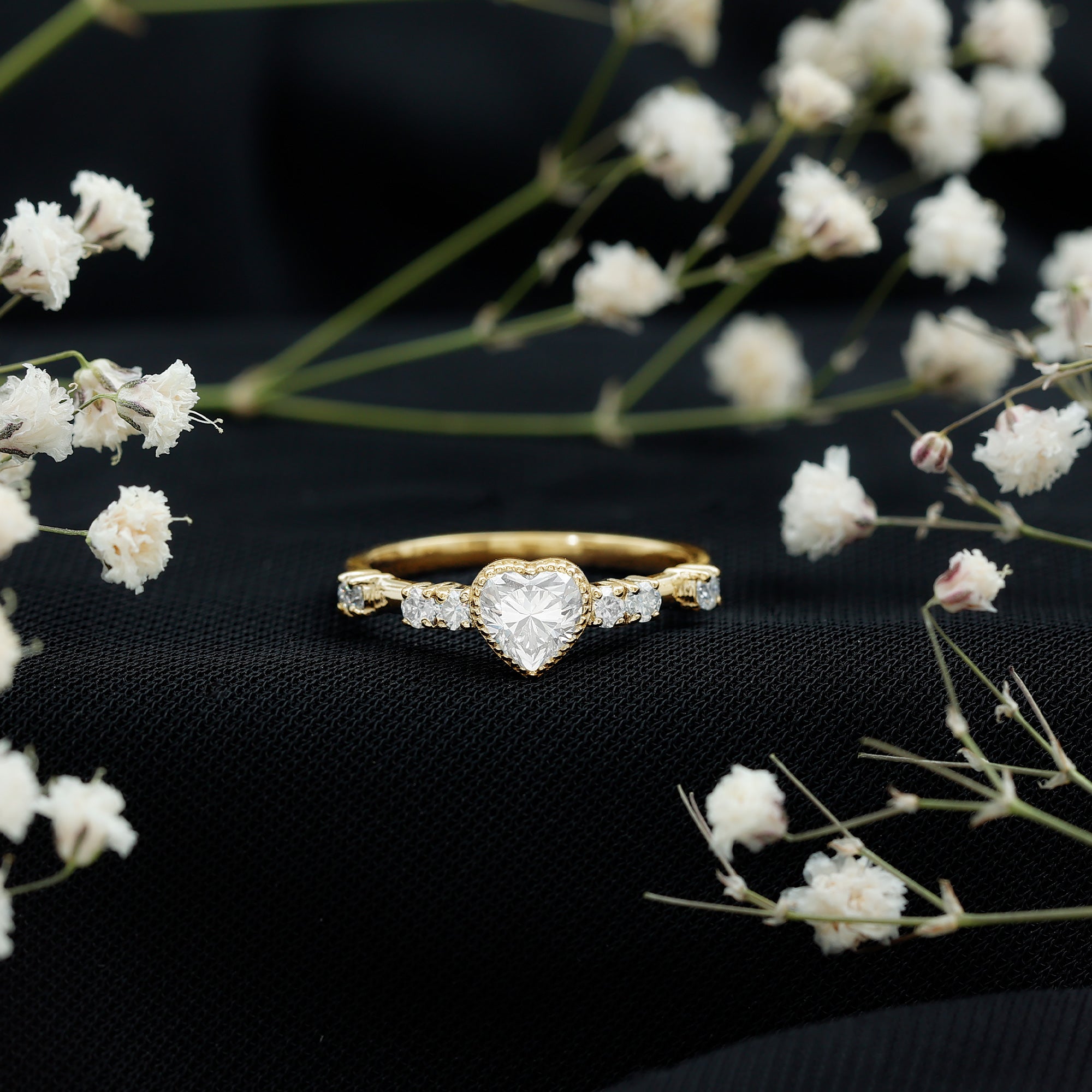 Bezel Set Lab Grown Diamond Heart Shaped Engagement Ring Lab - ( EF-VS ) - Rosec Jewels