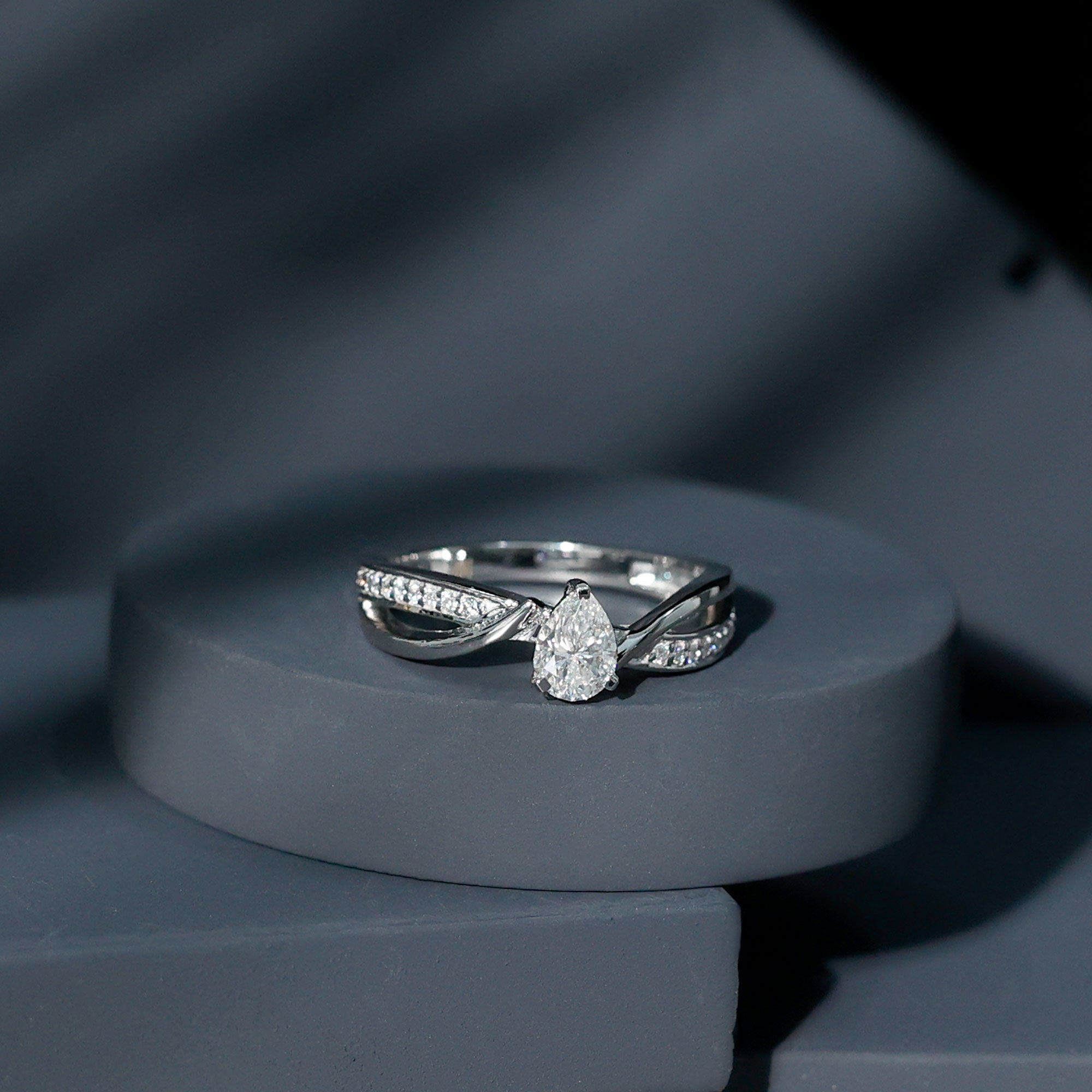 Certified Lab Grown Diamond 5X7 MM Pear Shaped Engagement Ring Lab - ( EF-VS ) - Rosec Jewels