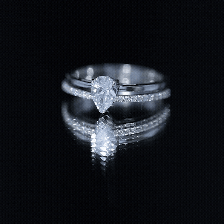 Lab Grown Diamond Pear Shaped Solitaire Engagement Ring Lab - ( EF-VS ) - Rosec Jewels