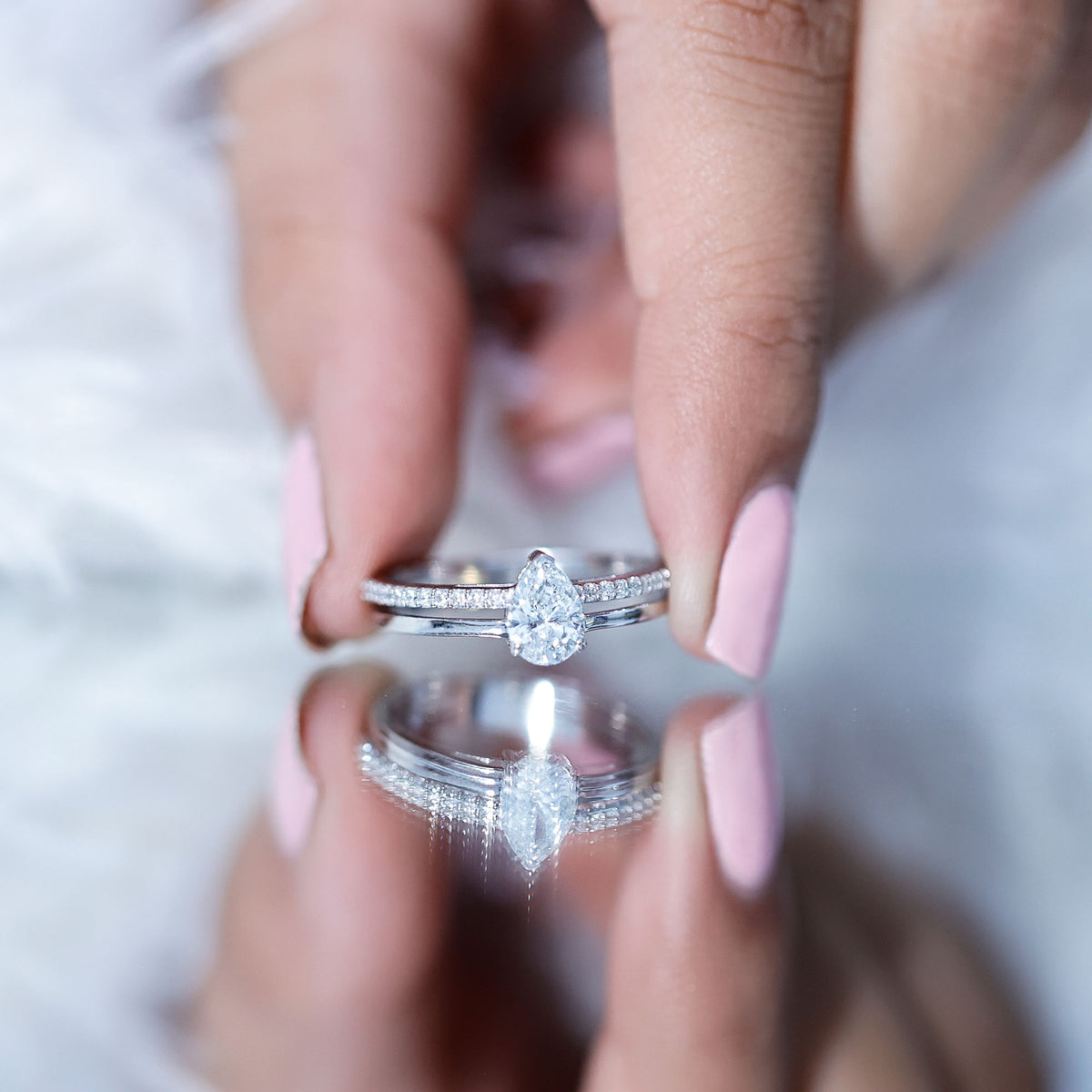 Lab Grown Diamond Pear Shaped Solitaire Engagement Ring Lab - ( EF-VS ) - Rosec Jewels