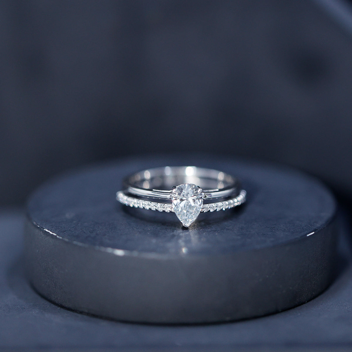 Lab Grown Diamond Pear Shaped Solitaire Engagement Ring Lab - ( EF-VS ) - Rosec Jewels