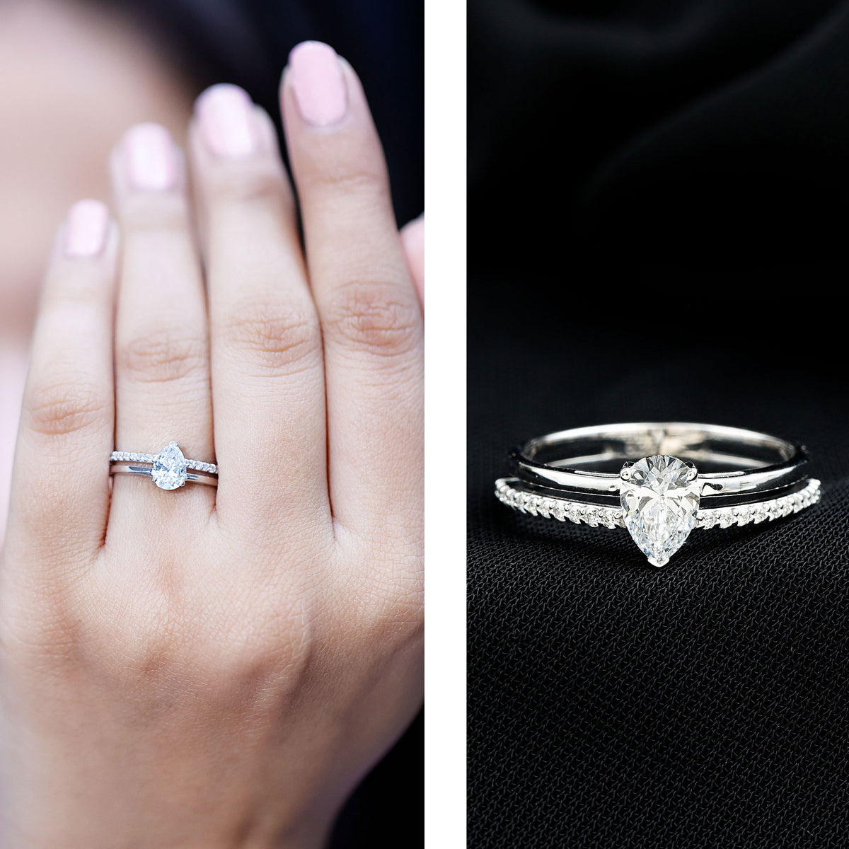 Lab Grown Diamond Pear Shaped Solitaire Engagement Ring Lab - ( EF-VS ) - Rosec Jewels