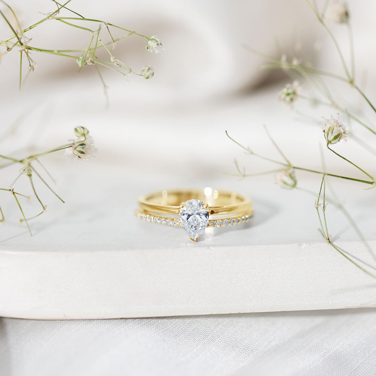 Lab Grown Diamond Pear Shaped Solitaire Engagement Ring Lab - ( EF-VS ) - Rosec Jewels