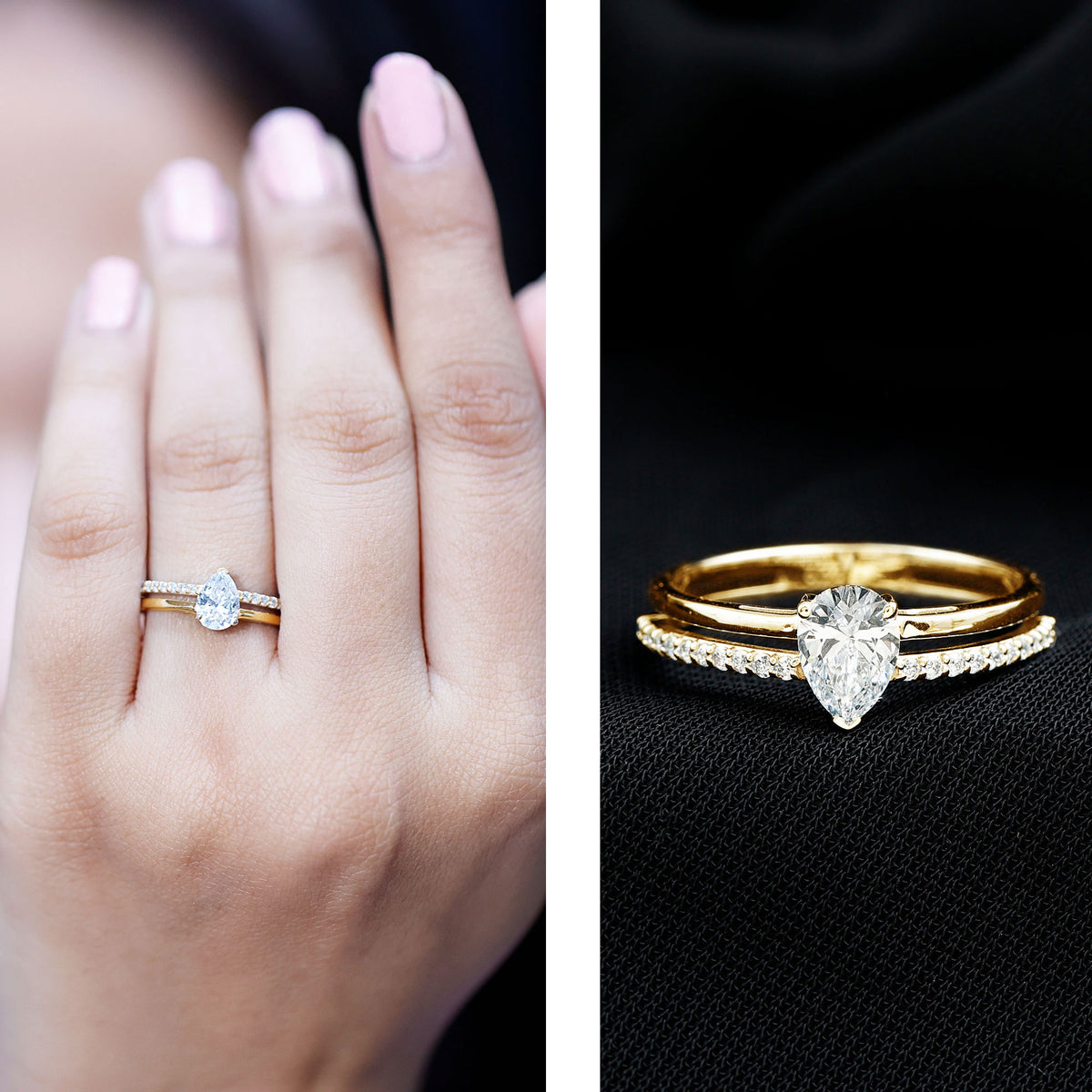 Lab Grown Diamond Pear Shaped Solitaire Engagement Ring Lab - ( EF-VS ) - Rosec Jewels
